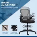 Vinsetto Adjustable Mesh Standing Desk Chair with Flip-up Armrests Lumbar Support Armrests Adjustable Footrest Ring, Dark Grey - 4