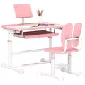 AIYAPLAY Height Adjustable Kids Desk and Chair Set, School Study Writing, Reading Table Chair Set w/ Tilted Desktop, Pink - 1