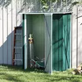 Outsunny 5ft x 3ft Garden Storage Shed, Outdoor Metal Shed with Sloped Roof, Lockable Door for Tools, Equipment, Green - 2