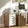 Vinsetto Five-Drawer Filing Cabinet, with Wheels - Oak Brown - 2