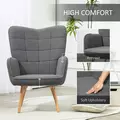 HOMCOM Teddy Fleece Wingback Accent Chair - Grey - 4
