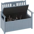 Outsunny Two-Seater Wooden Storage Bench - Grey - 1