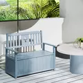 Outsunny Two-Seater Wooden Storage Bench - Grey - 8