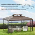 Outsunny 3x4m Gazebo Replacement Roof Canopy 2 Tier Top UV Cover Garden Patio Outdoor Sun Awning Shelters, Brown  (TOP COVER ONLY) - 3