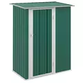 Outsunny 5ft x 3ft Garden Storage Shed, Outdoor Metal Shed with Sloped Roof, Lockable Door for Tools, Equipment, Green - 1