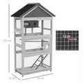 PawHut Wooden Bird Cage, with Stand, for Finches, Parakeets, Small birds - Grey - 3