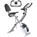 SPORTNOW Five-in-one Foldable Exercise Bike, Stationary Bike with Arm Workout Bands, LDC Monitor, Phone Holder, White - 1