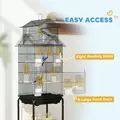 PawHut Metal Bird Cage with Plastic Swing, Perch, Food Container, Tray, Handle, for Finches, Canaries, Budgies, 43 x 32.5 x 163 - 6