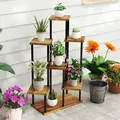Outsunny Seven Wooden Shelf Plant Stand - 8