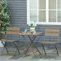 Outsunny 3 Piece Foldable Garden Bistro Set Patio Furniture Set with Table and 2 Chairs for Conservatory Balcony Terrace, Grey - 9