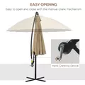 Outsunny 3(m) Cantilever Umbrella 18 Ribs & Vents Adjustable Angle for Patio Khaki - 4