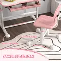 AIYAPLAY Height Adjustable Kids Desk and Chair Set, School Study Writing, Reading Table Chair Set w/ Tilted Desktop, Pink - 6