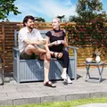 Outsunny Two-Seater Wooden Storage Bench - Grey - 2