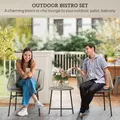 Outsunny 3 Pieces Rattan Bistro Set, Wicker Small Garden Table and Chairs Set with Cushions and Glass Top Coffee Table, Bistro Garden Furniture Set for Outdoor, Patio, Balcony, Light Grey - 4