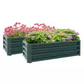 Outsunny Set of Two 110 x 65cm Steel Planter Boxes - Green - 1