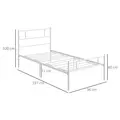 HOMCOM Single Bed Frame, Metal Bed Base with Headboard and Footboard, Metal Slat Support and 31cm Underbed Storage Space - 3