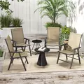 Outsunny Set of Four Folding Garden Chairs - Light Brown - 2