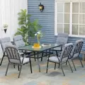 Outsunny Seven-Piece Garden Dining Set with Cushions - Grey - 2