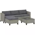 Outsunny 5-Piece Rattan Patio Furniture Set with Corner Sofa, Footstools, Coffee Table, for Poolside, Dark Grey - 1