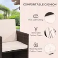 Outsunny 8 Seater Rattan Cube Garden Furniture Set, Rattan Dining Set with Cushions, Outdoor Dining Table and Chairs with 4 Armchairs, 4 Stools, Square Glass Top Table for Patio, Balcony, Brown - 6