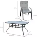 Outsunny Seven-Piece Garden Dining Set with Cushions - Grey - 3