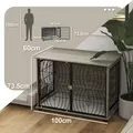 PawHut Dog Crate Furniture End Table w/ Plush Washable Cushion, Lockable Door, for Large Dogs - 3