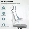 HOMCOM Executive Office Chair, Ergonomic Mesh High Back Desk Chair with Flip-up Armrest, Rotatable Headrest, Adjustable Lumbar Support for Home Study, Grey - 4