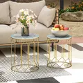 Outsunny Round Coffee Table Set of 2, Modern Nesting Tables with Ceramic Tile Top, Small End Tables, Indoor Outdoor Side Table with Metal Frame for Living Room, Bedroom, Patio, Balcony, Multicoloured - 8