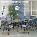 Outsunny Seven-Piece Garden Dining Set with Cushions - Grey - 5
