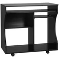 HOMCOM Multi-Storage Compact Work Desk, with Wheels - Black - 1