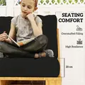 Outsunny Two Piece Seat Pallet and Back Cushions - Black - 4