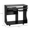 HOMCOM Multi-Storage Compact Work Desk, with Wheels - Black - 3
