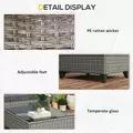 Outsunny 5-Piece Rattan Patio Furniture Set with Corner Sofa, Footstools, Coffee Table, for Poolside, Dark Grey - 8