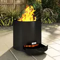 Outsunny Metal Wood-burning Fire Pit with Fire Poker - Black - 9