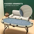 SPORTNOW 8 Player Folding Poker Table, with Cup Holders, Cushioning Edge, Brown and Blue - 5