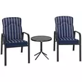 Outsunny Three-Piece Reclining Chair Set - Blue - 1
