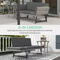 Outsunny 2 Seater Rattan Sofa with Cushions, 2-in-1 PE Rattan Daybed Sofa with Left Up or Down Armrests, Garden Chaise Lounger Loveseat for Outdoor, Patio, Mixed Grey - 4