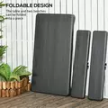 Outsunny Folding Picnic Table with 2 Benches, 3-Piece Portable Garden Furniture Set for 4, Dining Table Set with Plastic Top, Steel Frame, Dark Grey - 6