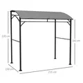 Outsunny 2.2 x 1.5 m BBQ Grill Gazebo Tent, Garden Grill with Metal Frame, Curved Canopy and 10 Hooks, Outdoor Sun Shade, Grey - 3