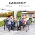 Outsunny Seven-Piece Minimal Metal Garden Dining Set, with Parasol Hole - Black - 6