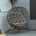 Outsunny Egg Chair with Cushion & Side Pocket - Brown - 2