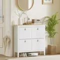 HOMCOM Modern Four-Drawer Shoe Cabinet - White - 8