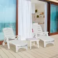 Outsunny 3pcs Garden Furniture Set Outdoor Furniture Set Dining Table, 2 Lounge Chairs and 1 Garden Side Table White - 2