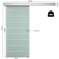 HOMCOM 90cm Sliding Glass Door with Hardware Track Kit, Frosted Tempered Glass with Stripe Pattern, Round Handle - 3