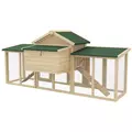 PawHut Large Chicken Coop, Wooden Garden Hen House, Poultry Coops Cages with Run, Nesting Box, Natural Wood Finish - 8