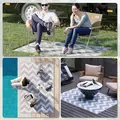 Outsunny 121 x 182 cm(4x6ft) Outdoor Rug Reversible Mat Plastic Straw Rug Portable RV Camping Mat for Garden Deck Picnic Indoor, Light Grey & White - 5