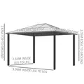 Outsunny 3 x 3.6(m) Hardtop Gazebo Canopy with Polycarbonate Roof and Aluminium Frame, Garden Pavilion with Mosquito Netting and Curtains, Brown - 3