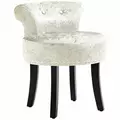 HOMCOM Dressing Table Stool with Rubber Wood Legs, Ice Velvet Vanity Stool for Living Room Bedroom, Beige - 1