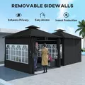 Outsunny 3 x 3 m Garden Gazebo, Double Roof Metal Gazebo with Removable Sidewalls and Church Windows, Outdoor Canopy Shelter, Black - 7