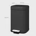 HOMCOM 12L Modern Boxy Metal Home Kitchen Bin - Black - 3